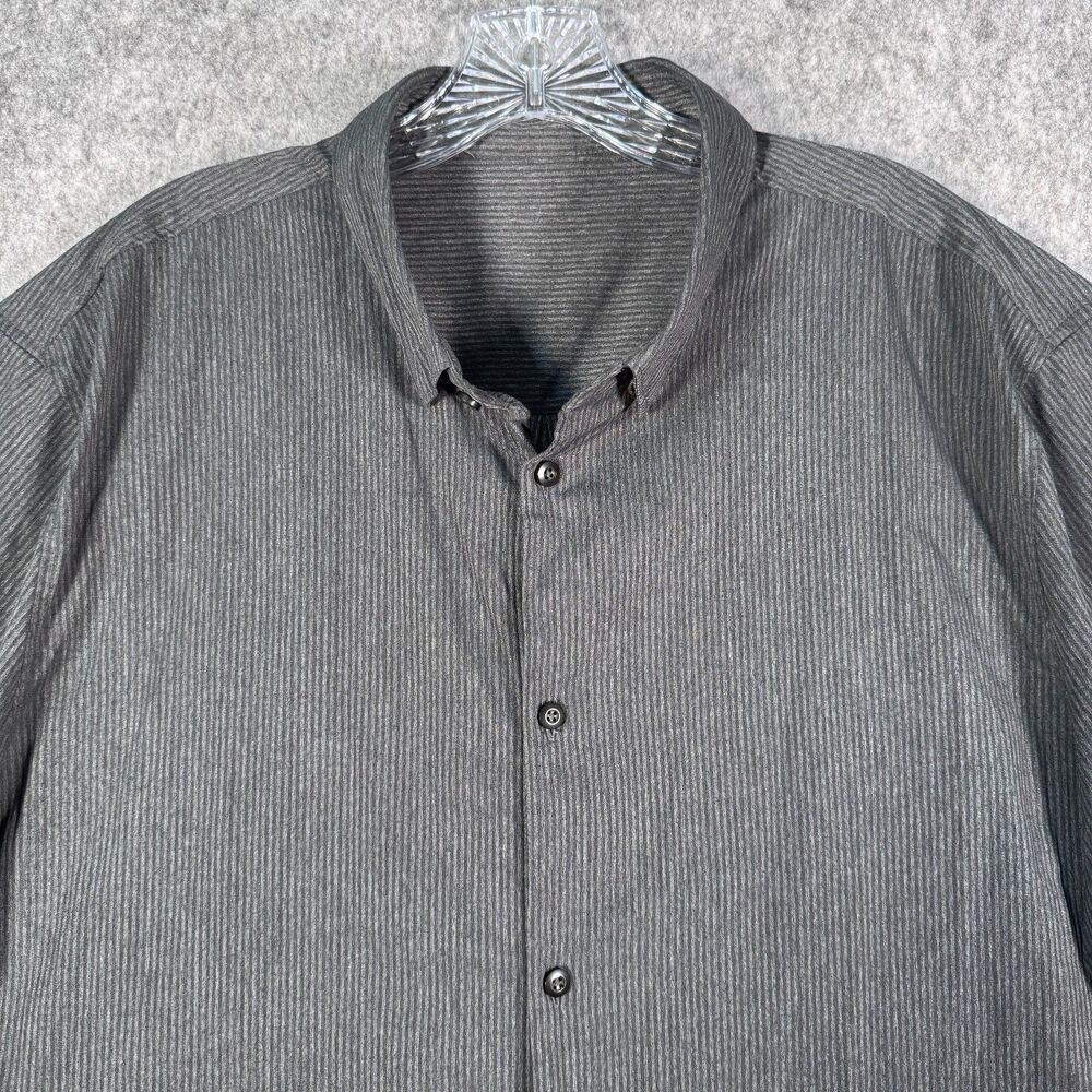 Lululemon Shirt Mens 2XL Dark Gray Button Down Striped Short Sleeve